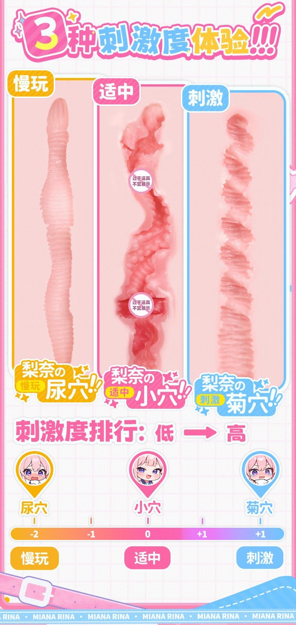 YUU Miana Rina With Three Hole Onahole Animation Girl 3 in 1 Channel Sleeve Anime Male Masturbator Sleeve 三穴梨奈飞机杯倒模男用三通道动漫名器