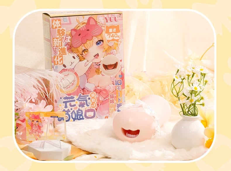 YUU Genki Cat Girl Mouth Strong Vibration Onahole Animation Girl Oral Sleeve Anime Male Masturbator Sleeve 元气猫娘动漫名器口震动版飞机杯男用自慰套真实口交杯